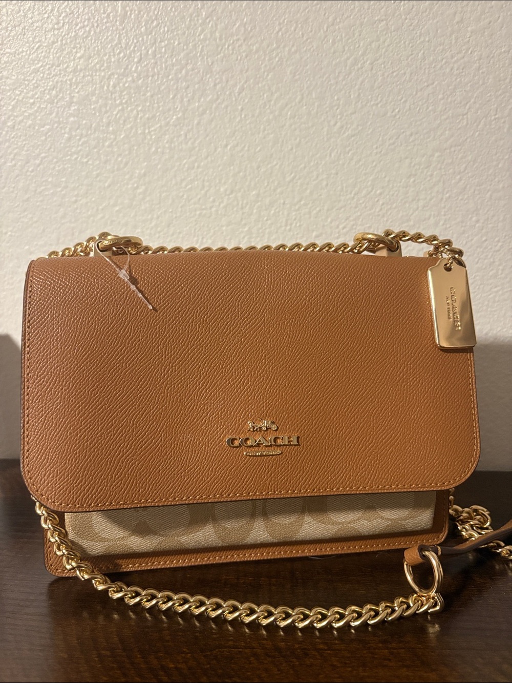 NWOT Coach Klare Leather Brown & Tan Signature Convertible Bag